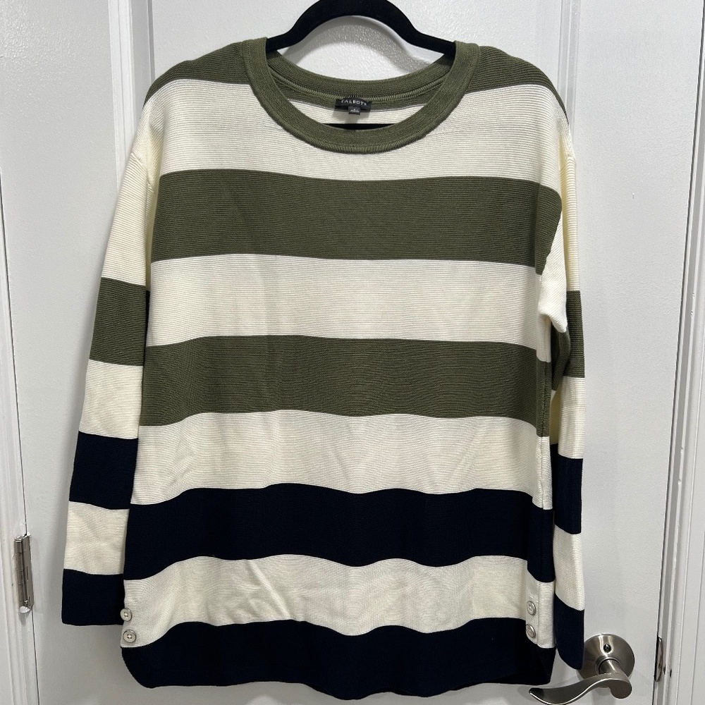 Talbots Striped Sweater with Button Details